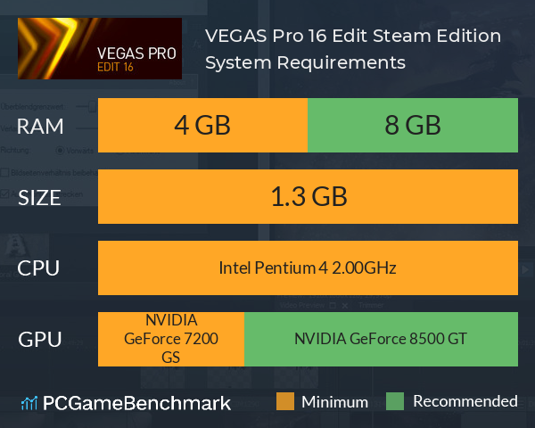 VEGAS Pro 16 Edit Steam Edition System Requirements PC Graph - Can I Run VEGAS Pro 16 Edit Steam Edition