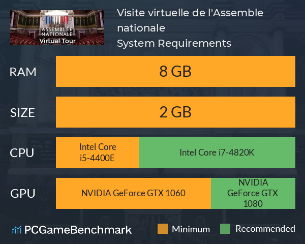 Visite virtuelle de l'Assemblée nationale System Requirements PC Graph - Can I Run Visite virtuelle de l'Assemblée nationale Visite virtuelle de l'Assemblée nationale System Requirements PC Graph - Can I Run Visite virtuelle de l'Assemblée nationale