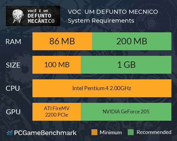 VOCÊ É UM DEFUNTO MECÂNICO System Requirements PC Graph - Can I Run VOCÊ É UM DEFUNTO MECÂNICO