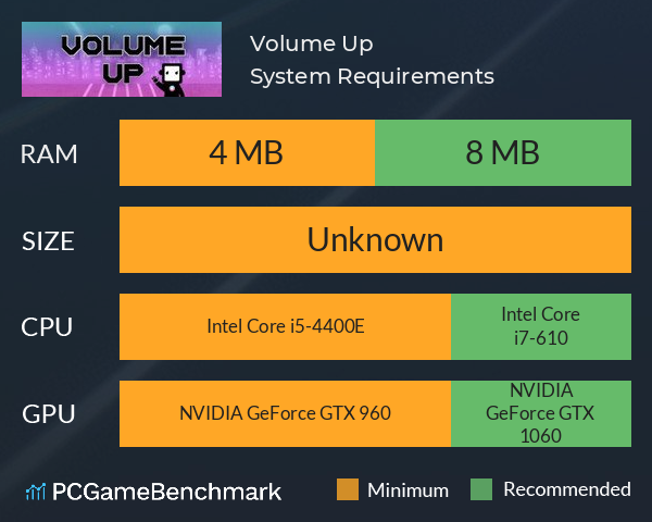 Volume Up System Requirements PC Graph - Can I Run Volume Up Volume Up System Requirements PC Graph - Can I Run Volume Up