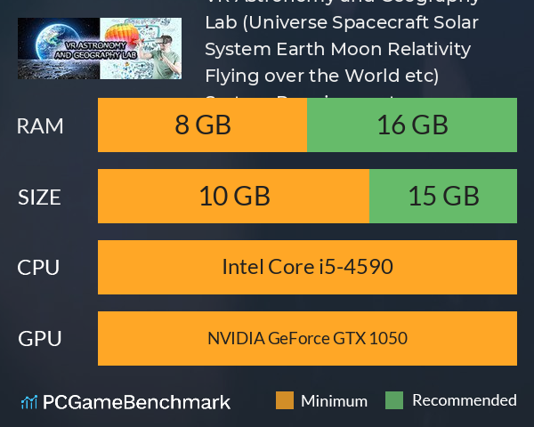 VR Astronomy and Geography Lab (Universe Spacecraft, Solar System, Earth, Moon, Relativity, Flying over the World, etc) System Requirements PC Graph - Can I Run VR Astronomy and Geography Lab (Universe Spacecraft, Solar System, Earth, Moon, Relativity, Flying over the World, etc) VR Astronomy and Geography Lab (Universe Spacecraft, Solar System, Earth, Moon, Relativity, Flying over the World, etc) System Requirements PC Graph - Can I Run VR Astronomy and Geography Lab (Universe Spacecraft, Solar System, Earth, Moon, Relativity, Flying over the World, etc)
