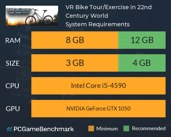 VR Bike Tour/Exercise in 22nd Century World System Requirements PC Graph - Can I Run VR Bike Tour/Exercise in 22nd Century World VR Bike Tour/Exercise in 22nd Century World System Requirements PC Graph - Can I Run VR Bike Tour/Exercise in 22nd Century World