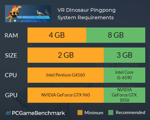 VR Dinosaur Pingpong System Requirements PC Graph - Can I Run VR Dinosaur Pingpong