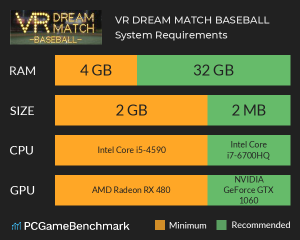 VR DREAM MATCH BASEBALL System Requirements PC Graph - Can I Run VR DREAM MATCH BASEBALL
