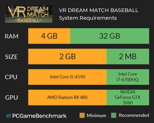 VR DREAM MATCH BASEBALL System Requirements PC Graph - Can I Run VR DREAM MATCH BASEBALL VR DREAM MATCH BASEBALL System Requirements PC Graph - Can I Run VR DREAM MATCH BASEBALL