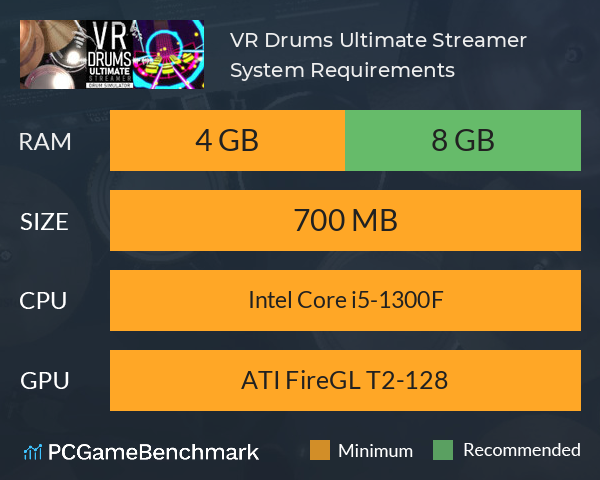 VR Drums Ultimate Streamer System Requirements PC Graph - Can I Run VR Drums Ultimate Streamer VR Drums Ultimate Streamer System Requirements PC Graph - Can I Run VR Drums Ultimate Streamer