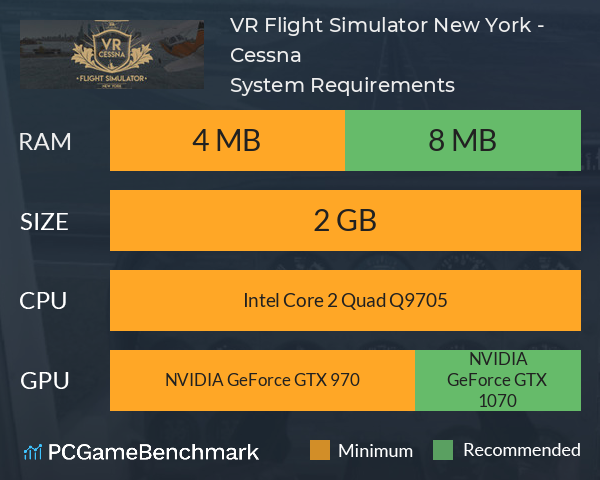 VR Flight Simulator New York - Cessna System Requirements PC Graph - Can I Run VR Flight Simulator New York - Cessna