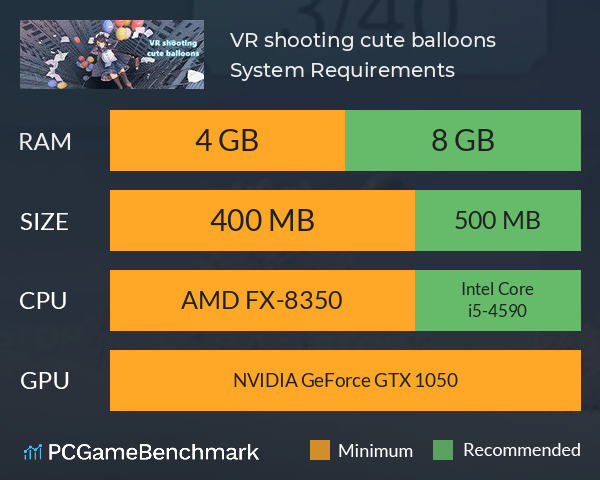 VR shooting cute balloons System Requirements PC Graph - Can I Run VR shooting cute balloons VR shooting cute balloons System Requirements PC Graph - Can I Run VR shooting cute balloons