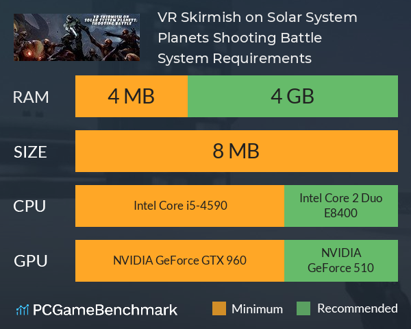 VR Skirmish on Solar System Planets: Shooting Battle System Requirements PC Graph - Can I Run VR Skirmish on Solar System Planets: Shooting Battle VR Skirmish on Solar System Planets: Shooting Battle System Requirements PC Graph - Can I Run VR Skirmish on Solar System Planets: Shooting Battle