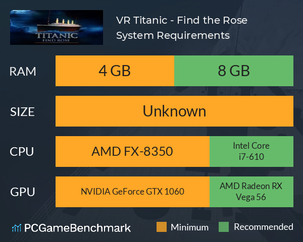 VR Titanic - Find the Rose System Requirements PC Graph - Can I Run VR Titanic - Find the Rose VR Titanic - Find the Rose System Requirements PC Graph - Can I Run VR Titanic - Find the Rose