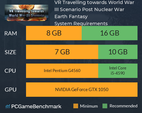 VR Travelling towards World War III Scenario: Post Nuclear War Earth Fantasy System Requirements PC Graph - Can I Run VR Travelling towards World War III Scenario: Post Nuclear War Earth Fantasy