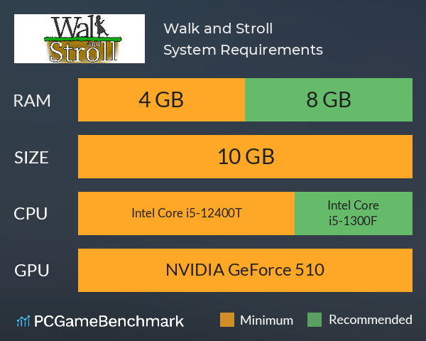 Walk and Stroll System Requirements PC Graph - Can I Run Walk and Stroll Walk and Stroll System Requirements PC Graph - Can I Run Walk and Stroll
