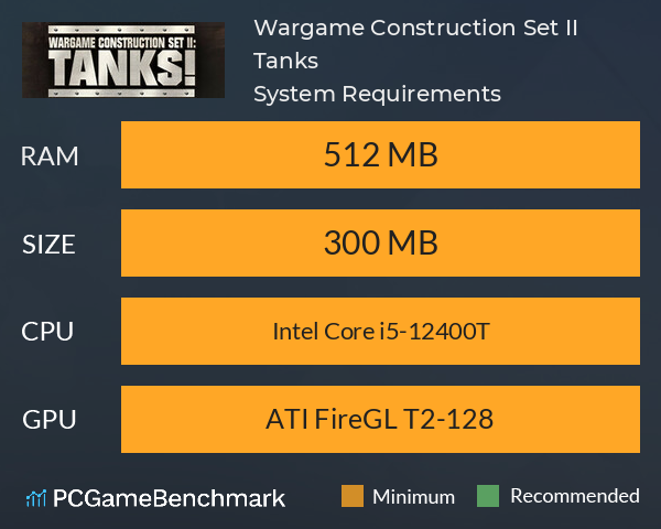 Wargame Construction Set II: Tanks! System Requirements PC Graph - Can I Run Wargame Construction Set II: Tanks! Wargame Construction Set II: Tanks! System Requirements PC Graph - Can I Run Wargame Construction Set II: Tanks!