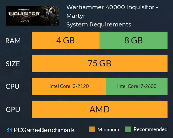 Warhammer 40,000: Inquisitor - Martyr System Requirements PC Graph - Can I Run Warhammer 40,000: Inquisitor - Martyr
