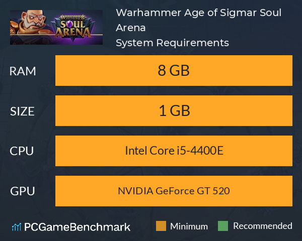 Warhammer Age of Sigmar: Soul Arena System Requirements PC Graph - Can I Run Warhammer Age of Sigmar: Soul Arena
