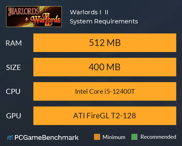 Warlords I + II System Requirements PC Graph - Can I Run Warlords I + II Warlords I + II System Requirements PC Graph - Can I Run Warlords I + II