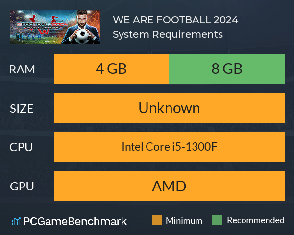 WE ARE FOOTBALL 2024 System Requirements PC Graph - Can I Run WE ARE FOOTBALL 2024 WE ARE FOOTBALL 2024 System Requirements PC Graph - Can I Run WE ARE FOOTBALL 2024