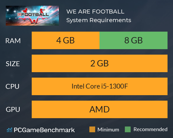 WE ARE FOOTBALL System Requirements PC Graph - Can I Run WE ARE FOOTBALL