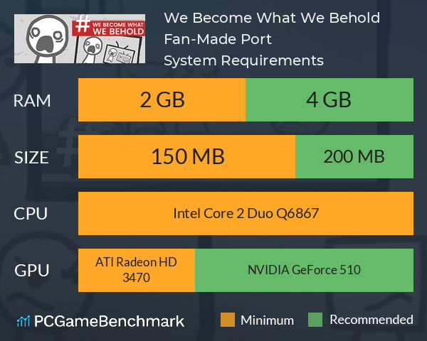 We Become What We Behold [Fan-Made Port] System Requirements PC Graph - Can I Run We Become What We Behold [Fan-Made Port]