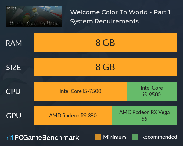 Welcome Color To World - Part 1 System Requirements PC Graph - Can I Run Welcome Color To World - Part 1 Welcome Color To World - Part 1 System Requirements PC Graph - Can I Run Welcome Color To World - Part 1