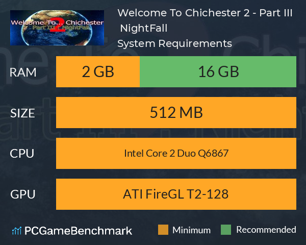 Welcome To... Chichester 2 - Part III : NightFall System Requirements PC Graph - Can I Run Welcome To... Chichester 2 - Part III : NightFall Welcome To... Chichester 2 - Part III : NightFall System Requirements PC Graph - Can I Run Welcome To... Chichester 2 - Part III : NightFall