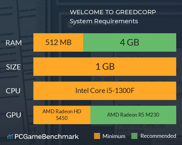 WELCOME TO GREEDCORP System Requirements PC Graph - Can I Run WELCOME TO GREEDCORP WELCOME TO GREEDCORP System Requirements PC Graph - Can I Run WELCOME TO GREEDCORP