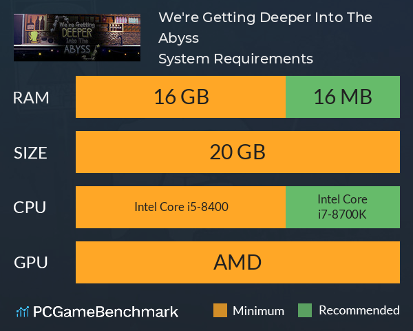 We're Getting Deeper Into The Abyss System Requirements PC Graph - Can I Run We're Getting Deeper Into The Abyss We're Getting Deeper Into The Abyss System Requirements PC Graph - Can I Run We're Getting Deeper Into The Abyss