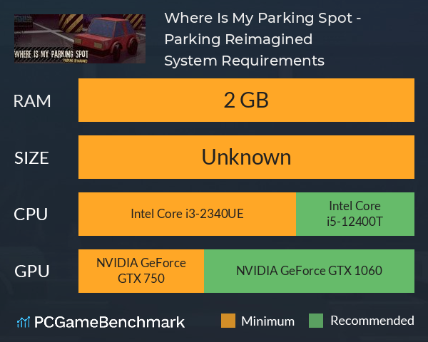 Where Is My Parking Spot - Parking Reimagined System Requirements PC Graph - Can I Run Where Is My Parking Spot - Parking Reimagined