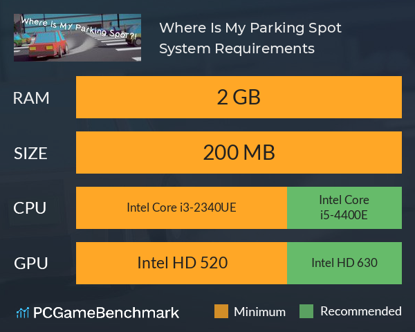Where Is My Parking Spot System Requirements PC Graph - Can I Run Where Is My Parking Spot