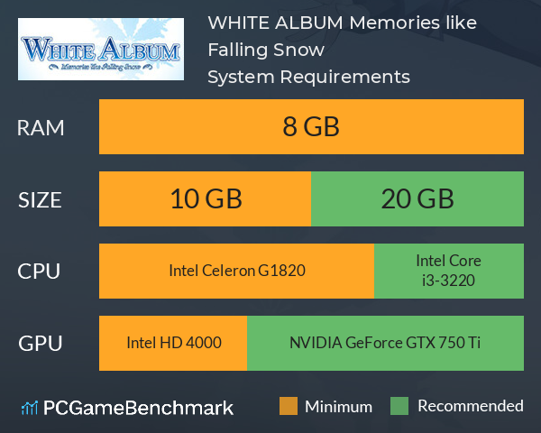 WHITE ALBUM: Memories like Falling Snow System Requirements PC Graph - Can I Run WHITE ALBUM: Memories like Falling Snow WHITE ALBUM: Memories like Falling Snow System Requirements PC Graph - Can I Run WHITE ALBUM: Memories like Falling Snow