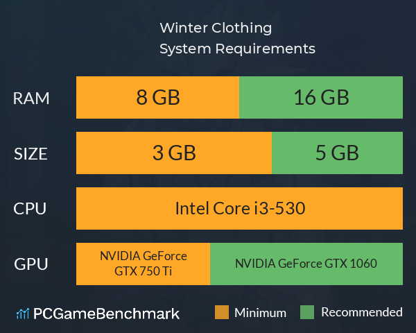 Winter Clothing System Requirements PC Graph - Can I Run Winter Clothing Winter Clothing System Requirements PC Graph - Can I Run Winter Clothing