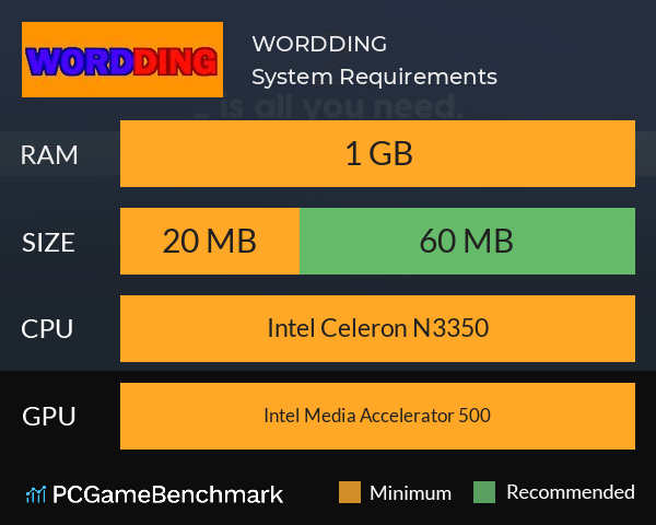 WORDDING System Requirements PC Graph - Can I Run WORDDING WORDDING System Requirements PC Graph - Can I Run WORDDING