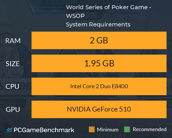 World Series of Poker Game - WSOP System Requirements PC Graph - Can I Run World Series of Poker Game - WSOP World Series of Poker Game - WSOP System Requirements PC Graph - Can I Run World Series of Poker Game - WSOP