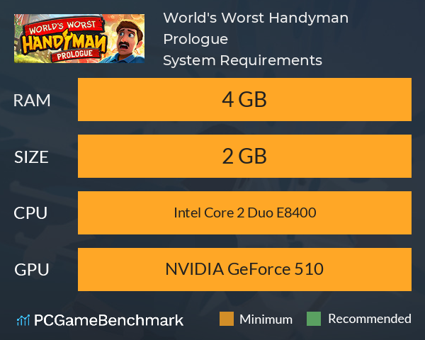 World's Worst Handyman: Prologue System Requirements PC Graph - Can I Run World's Worst Handyman: Prologue World's Worst Handyman: Prologue System Requirements PC Graph - Can I Run World's Worst Handyman: Prologue