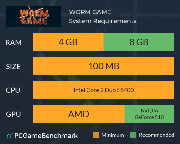 WORM GAME System Requirements PC Graph - Can I Run WORM GAME WORM GAME System Requirements PC Graph - Can I Run WORM GAME