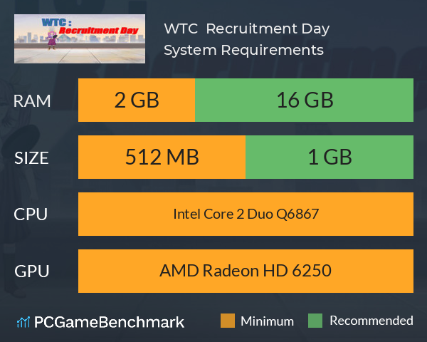 WTC : Recruitment Day System Requirements PC Graph - Can I Run WTC : Recruitment Day WTC : Recruitment Day System Requirements PC Graph - Can I Run WTC : Recruitment Day