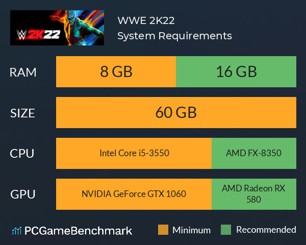WWE 2K22 System Requirements PC Graph - Can I Run WWE 2K22