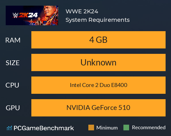 WWE 2K24 System Requirements PC Graph - Can I Run WWE 2K24