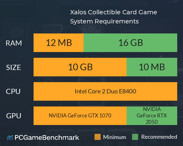 Xalos: Collectible Card Game System Requirements PC Graph - Can I Run Xalos: Collectible Card Game Xalos: Collectible Card Game System Requirements PC Graph - Can I Run Xalos: Collectible Card Game