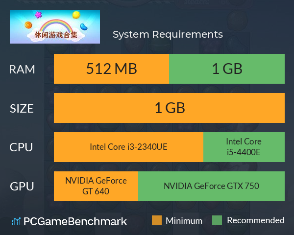 休闲游戏合集 System Requirements PC Graph - Can I Run 休闲游戏合集