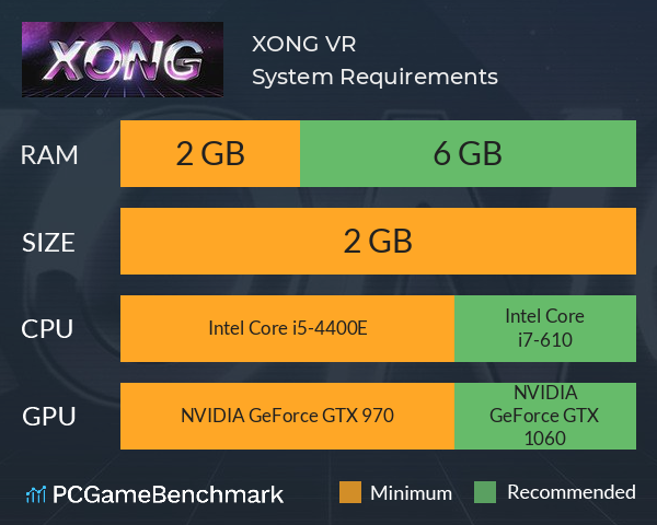XONG VR System Requirements PC Graph - Can I Run XONG VR