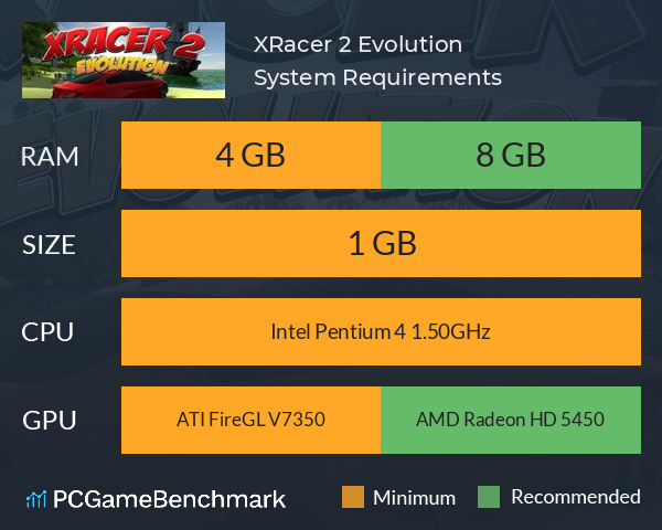 XRacer 2: Evolution System Requirements PC Graph - Can I Run XRacer 2: Evolution