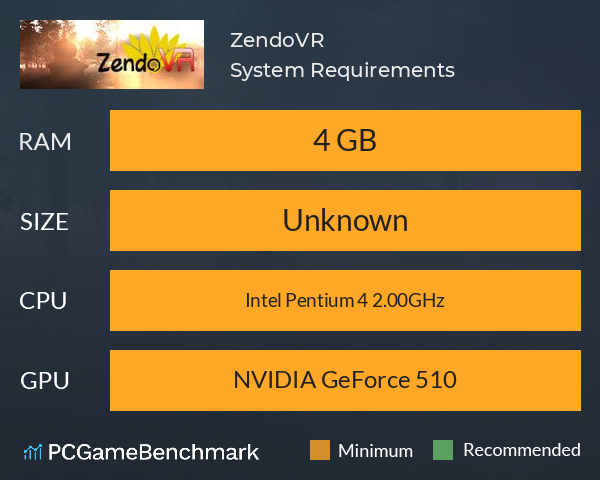 ZendoVR System Requirements PC Graph - Can I Run ZendoVR