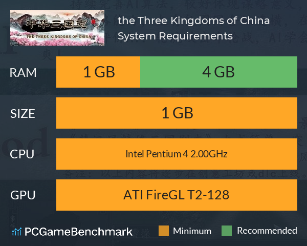 中华三国志 the Three Kingdoms of China System Requirements PC Graph - Can I Run 中华三国志 the Three Kingdoms of China 中华三国志 the Three Kingdoms of China System Requirements PC Graph - Can I Run 中华三国志 the Three Kingdoms of China