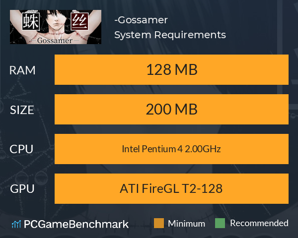 蛛丝-Gossamer System Requirements PC Graph - Can I Run 蛛丝-Gossamer 蛛丝-Gossamer System Requirements PC Graph - Can I Run 蛛丝-Gossamer