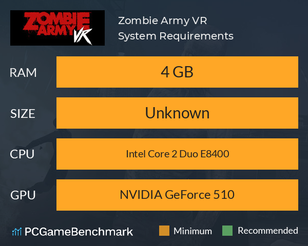 Zombie Army VR System Requirements PC Graph - Can I Run Zombie Army VR
