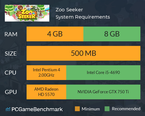 Zoo Seeker System Requirements PC Graph - Can I Run Zoo Seeker